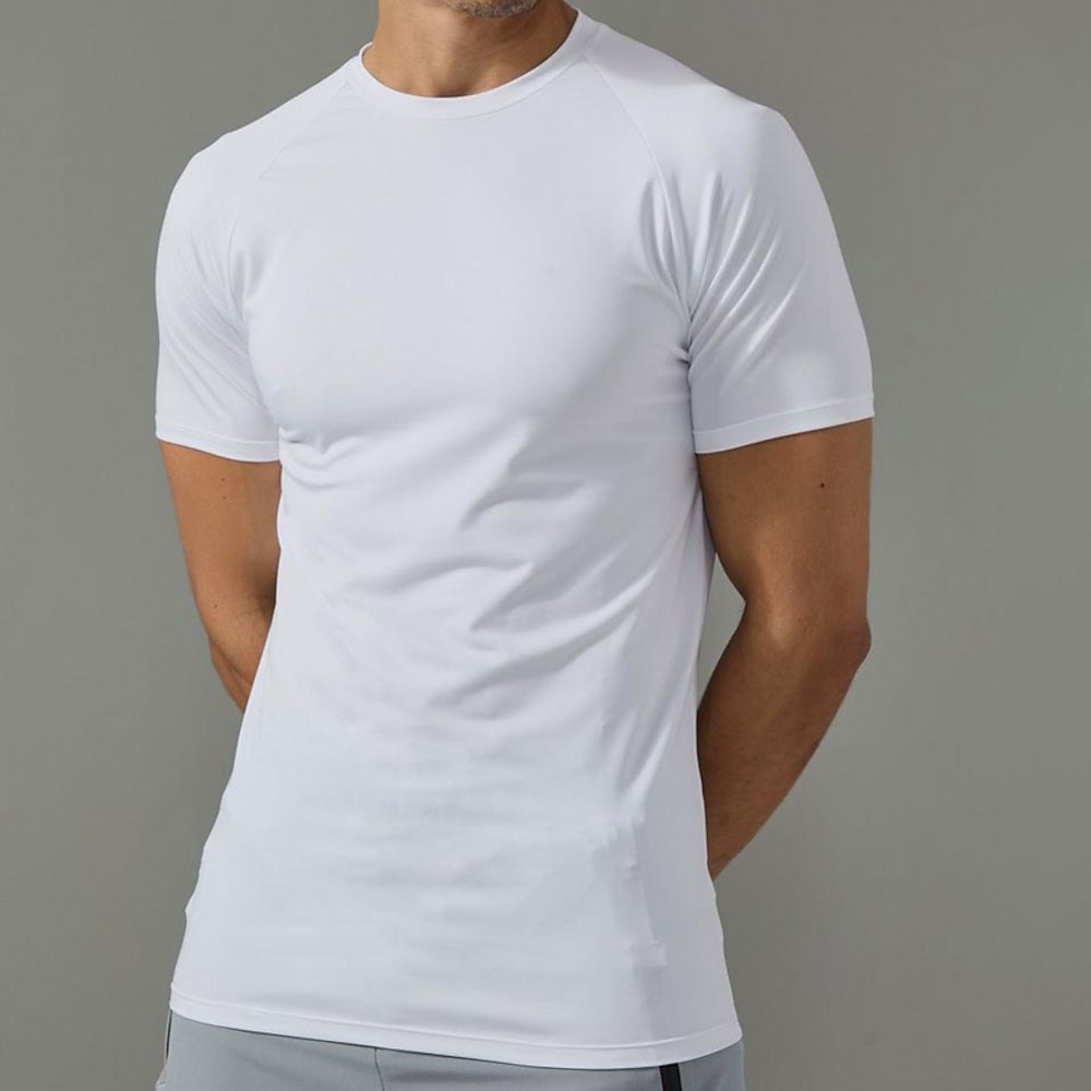 Herren Tee Kurzarm-Shirt T-Shirt Solide / einfarbig Rundhalsausschnitt Urlaub Strasse Kurzarm Schnell Trocknend Bekleidung Polyester Modisch Designer Lightinthebox