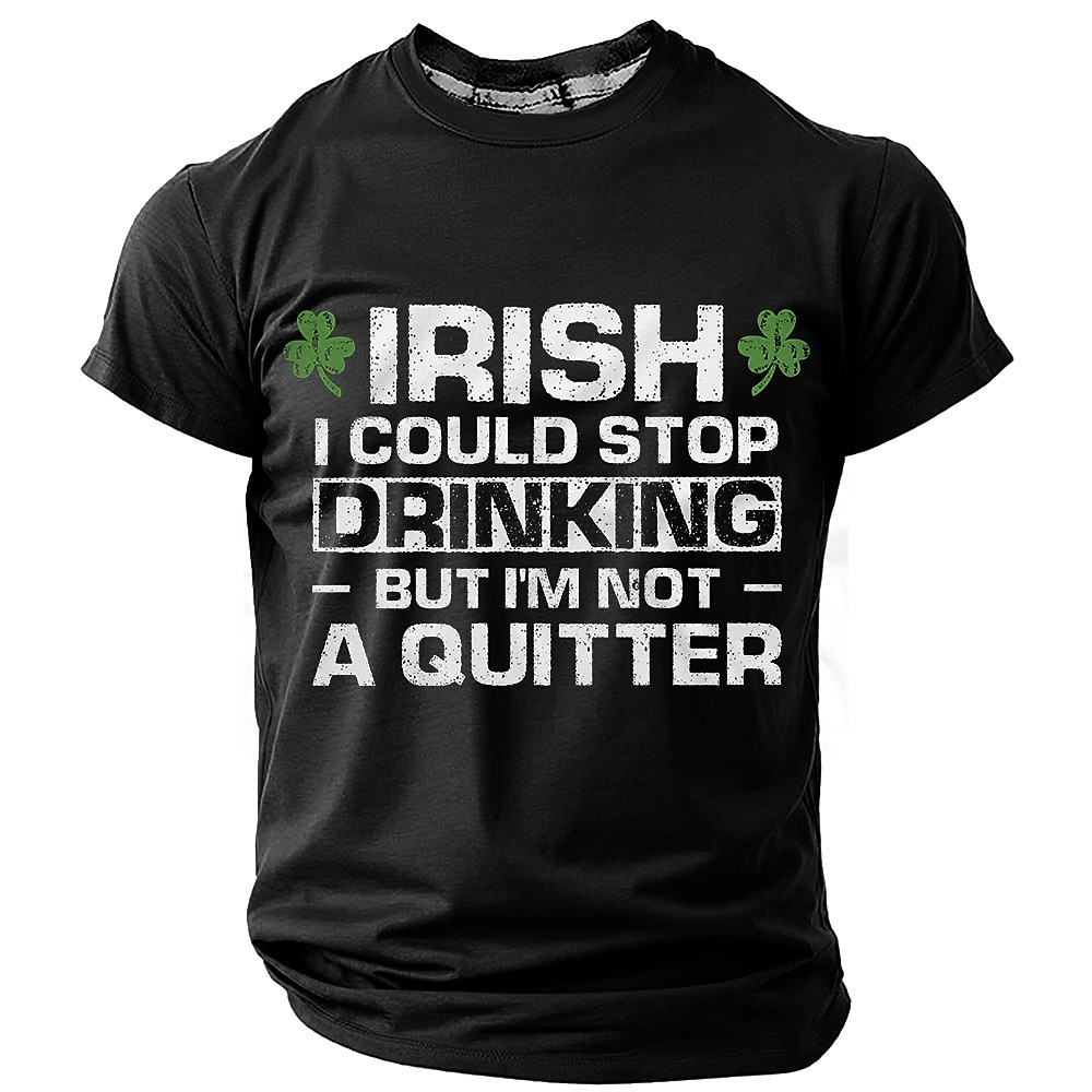 St. Patrick Herren Kleeblatt Glückliche Iren T Shirt Kurzarm T-Shirt 3D-Druck Rundhalsausschnitt Hemd Designer Brautkleider schlicht Party Festtage Klub Schwarz Blau Grau Sommer Frühling Bekleidung S Lightinthebox