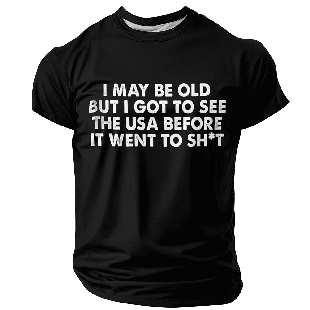 Herren-T-Shirt „I May Be Old Man" mit kurzen Ärmeln, 3D-Druck, Rundhalsausschnitt, Alltags-T-Shirt, Militär-Look, Street-Look, Schwarz, Blau, Grün, Sommer, Frühling, Kleidung, S, M, L, XL, XXL, XXXL Lightinthebox