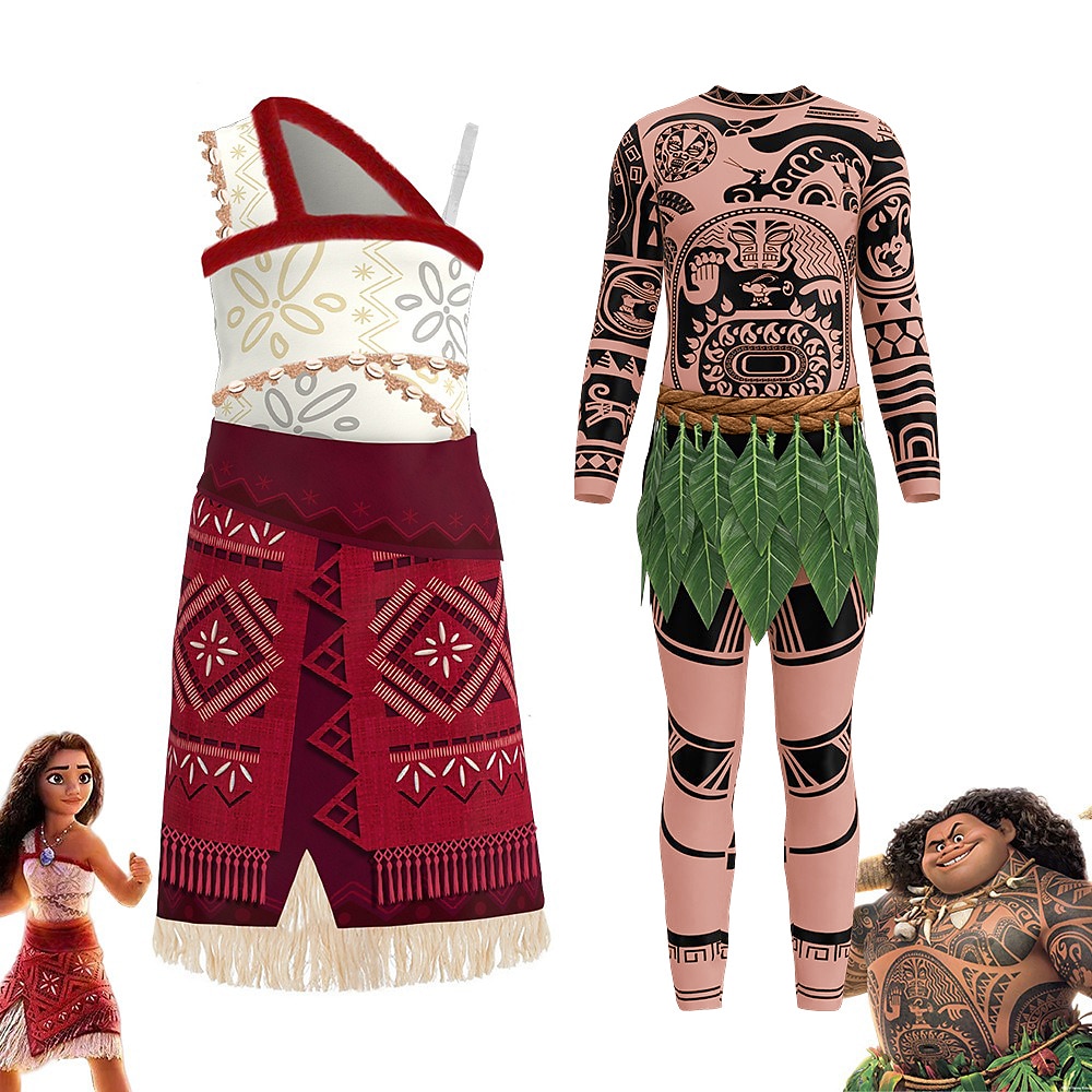 Moana Prinzessin Moana Kleid Bodysuits Paare-Kostüme Film- und TV-Themenkostüme Film Cosplay for Herren Damen Erwachsene Karneval Kindertag Welttag des Buches Party Geburtstag Strand Lightinthebox