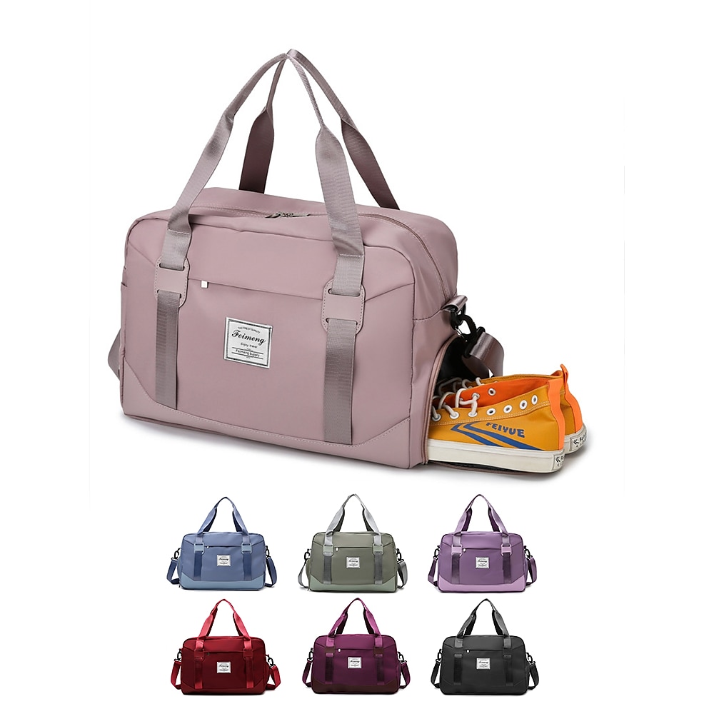 Reisetasche für Damen mit Schuhfach - wasserdichte Weekender-Tasche mit großem Fassungsvermögen für Fitnessstudio, Sport und Ausflüge mit Übernachtung. Farbe: Weinrot, Schwarz, Rosa Lightinthebox