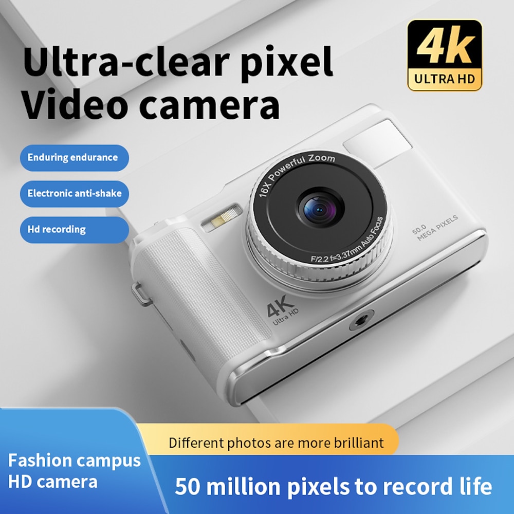 Digitalkamera 4K HD Kinderkamera 64 MP Autofokus Vlogging-Kamera 2,8 Zoll Retro-Mode tragbarer Video-Camcorder für Anfänger Lightinthebox