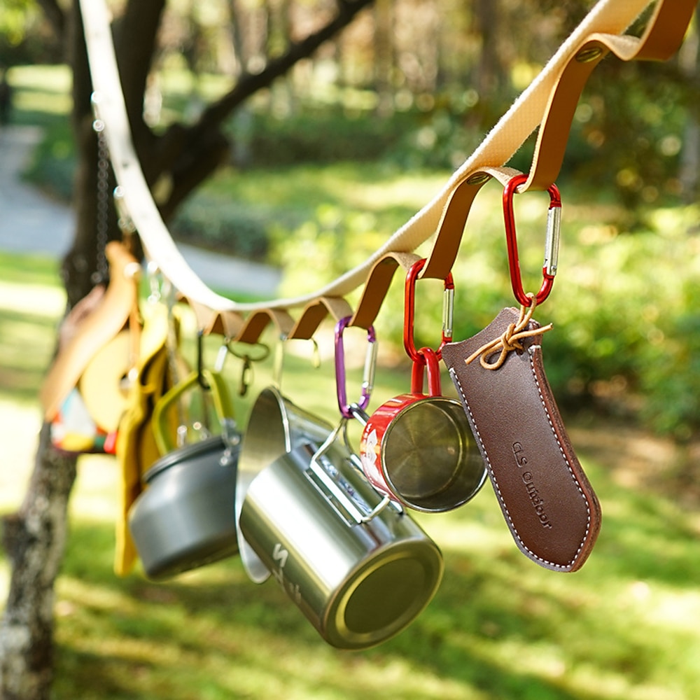 1 Stück CLS-Campingplatz-Aufbewahrungsgurt mit 4 Haken für Outdoor-Campingausrüstung Ausrüstung Hängematte Zelt Wäscheleine/Schlüsselband zum Aufhängen von Küchenzubehör an einem Baum vertikaler oder Lightinthebox