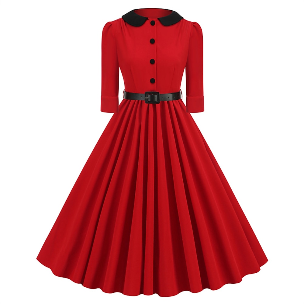 Retro Vintage 1950s Cocktailkleid Kleid Damen A-Linie Karneval Silvester Maskerade Casual Erwachsene Kleid Lightinthebox