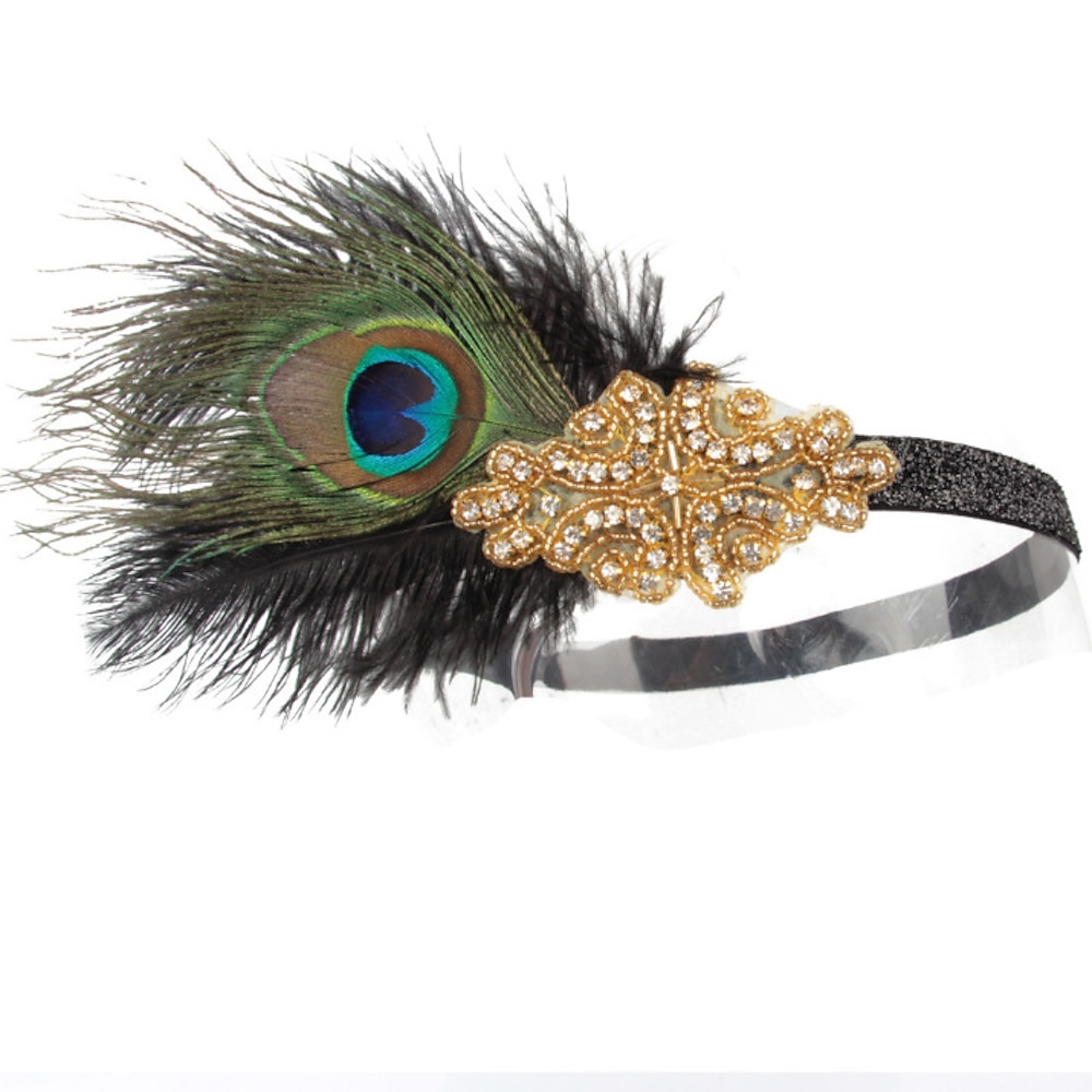 Retro Vintage 1920s Kopfbedeckung Maskerade Flapper Stirnband Kopfbedeckung Der große Gatsby Charleston Damen Feder Halloween Karneval Maskerade Cocktailparty Abiball Hochzeitsfeier Teen Erwachsene Lightinthebox