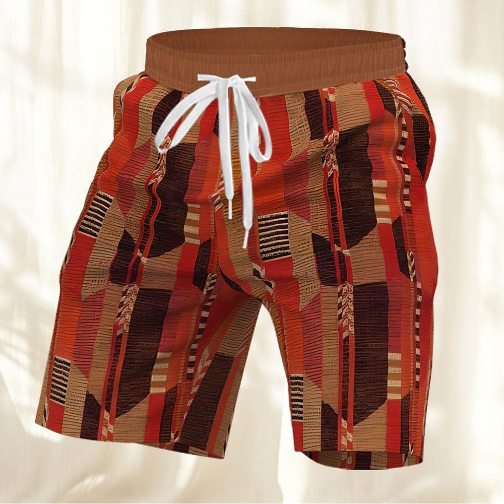 Herren Geometrisch Farbblock Patchwork Badeshorts Boardshorts Badeshorts Sommer-Shorts Mittlere Taillenlinie Strassenmode Hawaiianisch Urlaub Seitentaschen Elastischer Kordelzug in der Taille Designer Lightinthebox