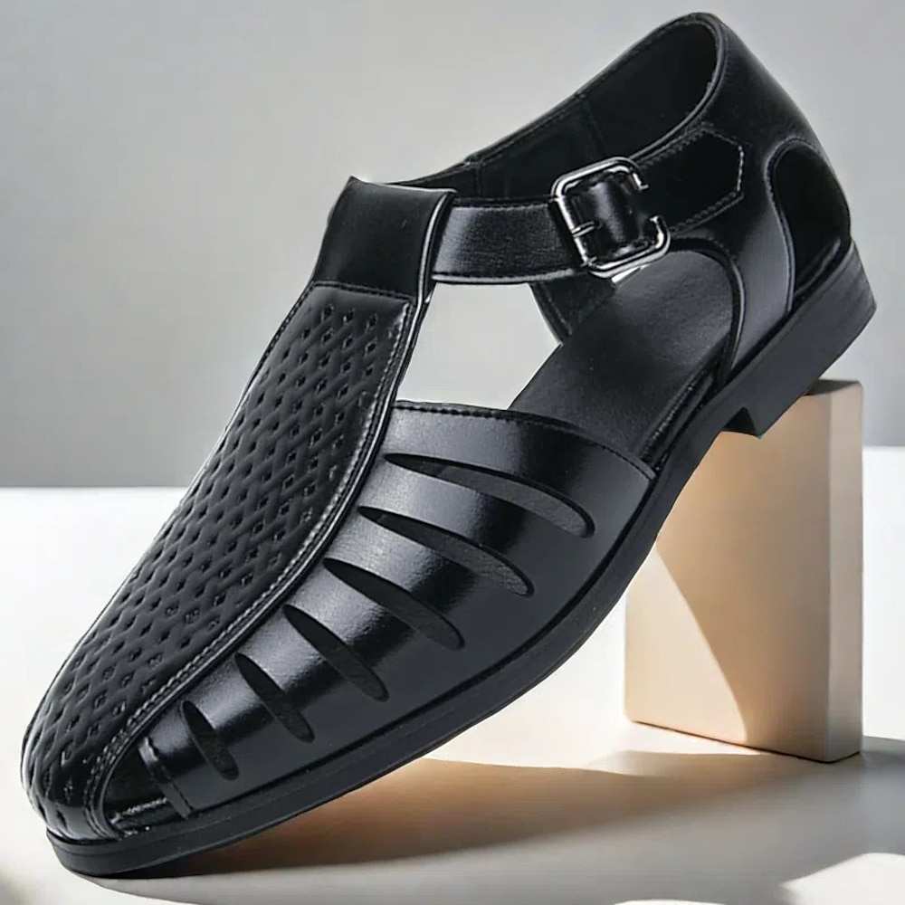 Herren Sandalen Fischer Sandalen PU Leder Atmungsaktiv Komfortabel Rutschfest Halbschuhe Schwarz Braun Lightinthebox