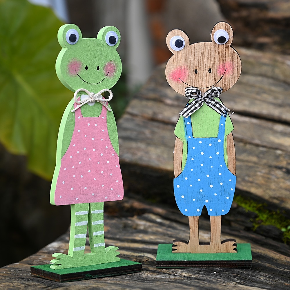 Osterdeko Holzfroschfigur, 3D Puzzle Holzfrosch Deko, grüner Froschständer, kreatives Osterbasteln, festliche Wohn- und Tischdekoration für den Frühling Lightinthebox