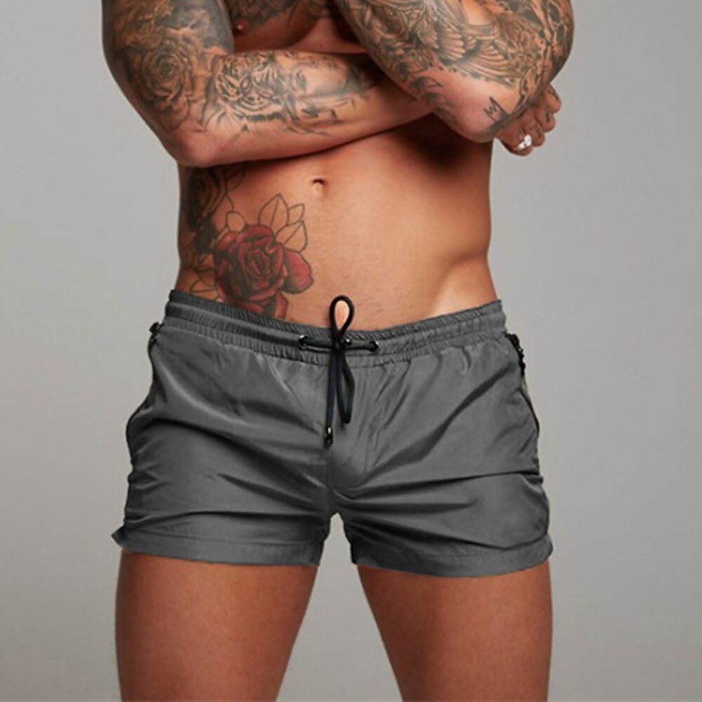 Herren Bademode Surfshorts Badehose Schwimmshorts kurz Surfshorts Unten Kordelzug Mit Taschen Schwimmen Surfen Strand Wassersport Einfarbig Sommer Frühling Lightinthebox