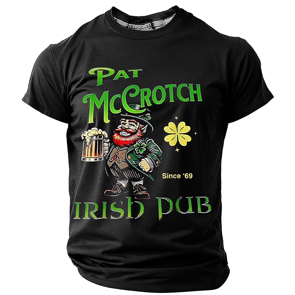 St. Patrick Herren Kleeblatt Glückliche Iren T Shirt Kurzarm T-Shirt 3D-Druck Rundhalsausschnitt Hemd Designer Brautkleider schlicht Party Festtage Klub Schwarz Blau Sommer Frühling Bekleidung S M L Lightinthebox