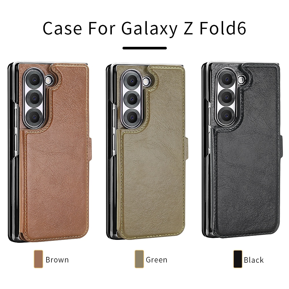 Handy Hülle Handyhüllen Für Samsung Galaxy Z-Falte 6 Z Fold 5 Rückseite Magnetisch Unterstützt kabelloses Laden Kartenschlitz Retro PU-Leder Lightinthebox