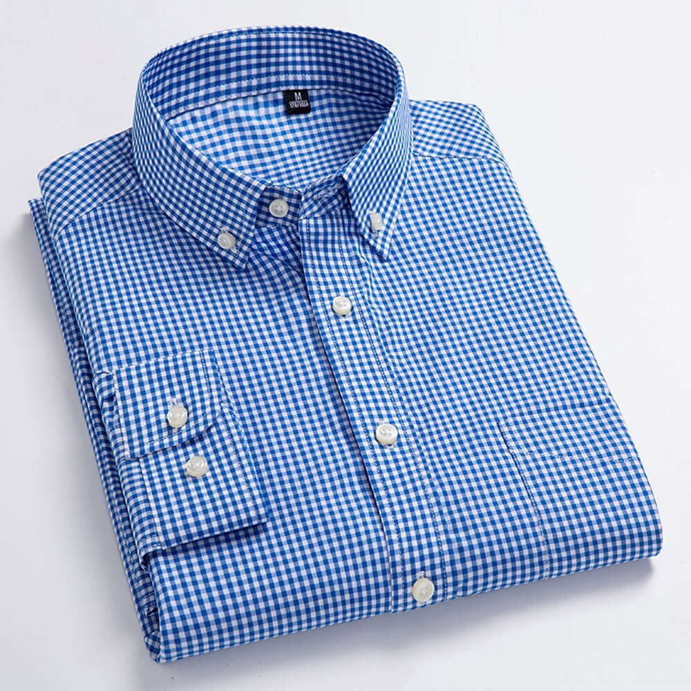 Herren Hemd Oberhemd Knopfhemd Plaid Hochzeit Party Rote Blau Grün Dunkelblau Langarm Kargen Frühling Herbst Bekleidung Knopf Lightinthebox