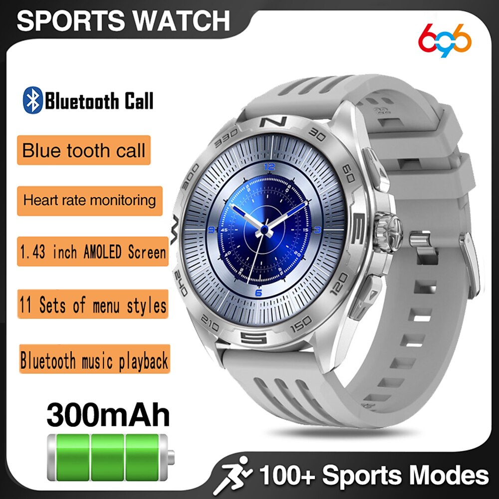 696 DTM1 Smartwatch 1.43 Zoll Smartwatch Fitnessuhr Bluetooth Schrittzähler Anruferinnerung Schlaf-Tracker Kompatibel mit Android iOS Damen Herren Freisprechanlage Nachrichterinnerung IP 67 45mm Lightinthebox