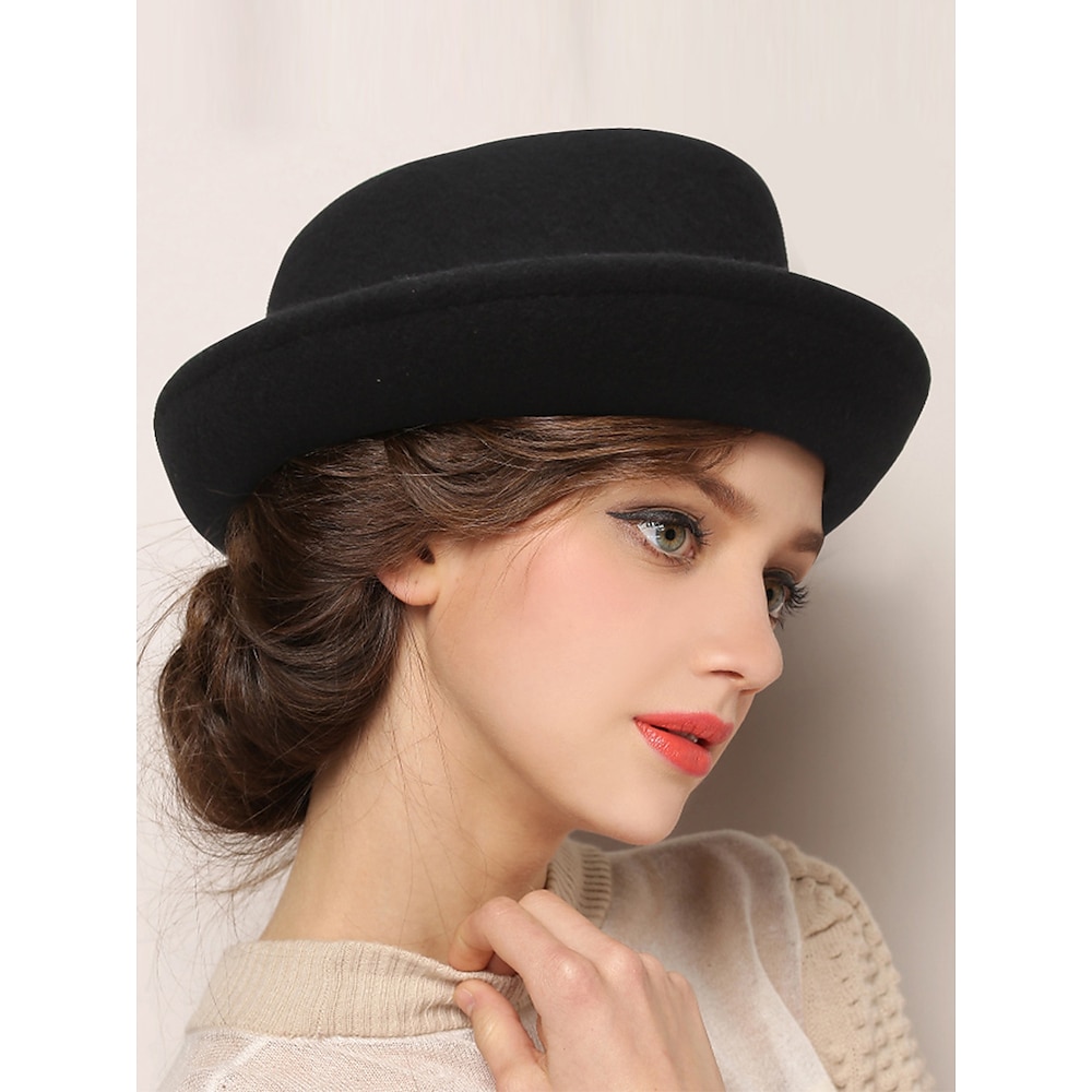 Hüte Wolle Fedora-Hut Hochzeit Elegant Vintage Mit Farbaufsatz Kopfschmuck Kopfbedeckung Lightinthebox