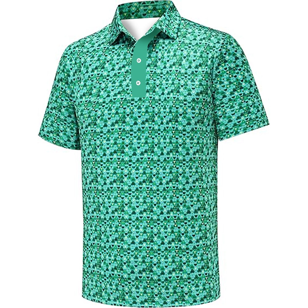 Herren Print Polo Kurzarm Polo-Shirts Hemden mit Kragen Business-Casual Outdoor Freizeitskleidung Festival-Outfit 3D-Druck Grün Hellblau Lightinthebox