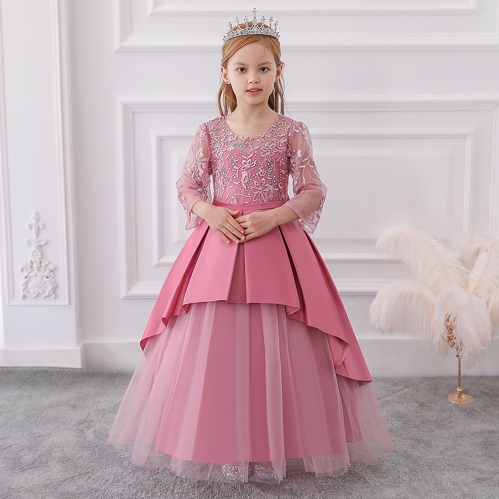 kinderkleidung Mädchen Party Kleid Blumen Ärmellos Leistung Besondere Anlässe Elegant Prinzessin Polyester Sommer Frühling 4-13 Jahre Mehrfarbig Weiß Champagner Lightinthebox