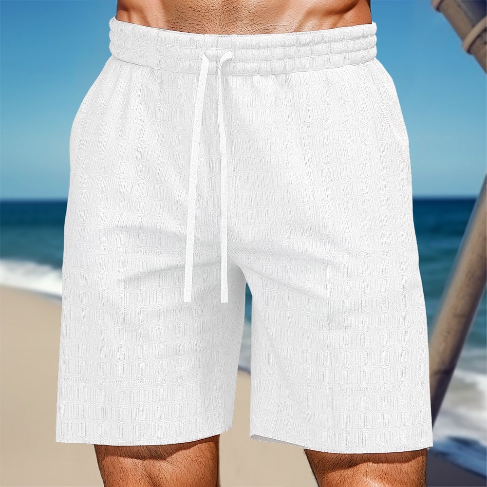 Herren Shorts Kurze Hosen Sommer-Shorts Vordertasche Gerade geschnitten Glatt Komfort Atmungsaktiv Knielänge Outdoor Urlaub Party Modisch Basic Schwarz Weiß Lightinthebox