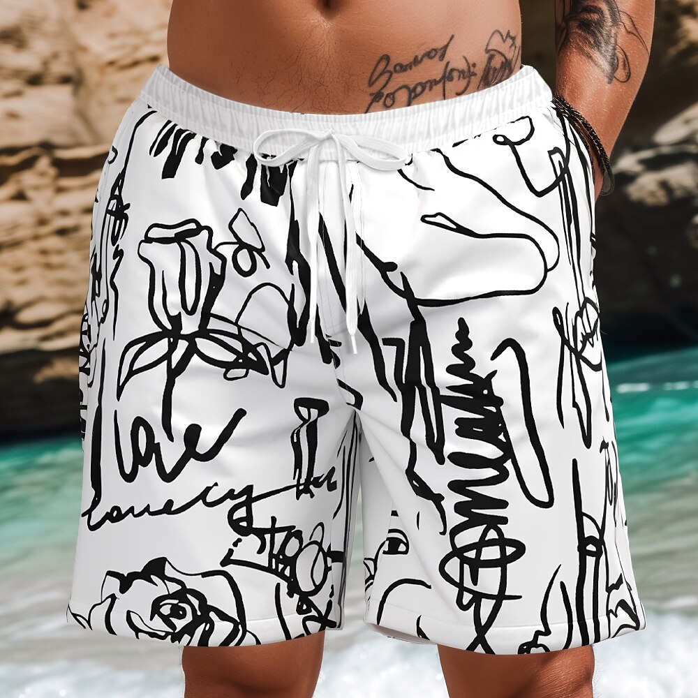 Herren Abstrakte Kunst Badeshorts Boardshorts Badeshorts Badehose Schwimmshorts Mittlere Taillenlinie Hawaiianisch Brautkleider schlicht Urlaub Festtage Strandbekleidung Seitentaschen Mesh-Futter Lightinthebox