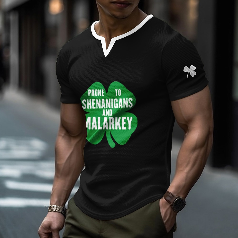 St. Patrick Herren Kleeblatt Glückliche Iren T Shirt Kurzarm T-Shirt 3D-Druck Rundhalsausschnitt Hemd Täglich Strasse Sports Outdoor Schwarz Grün Sommer Frühling Bekleidung S M L XL XXL XXXL Lightinthebox