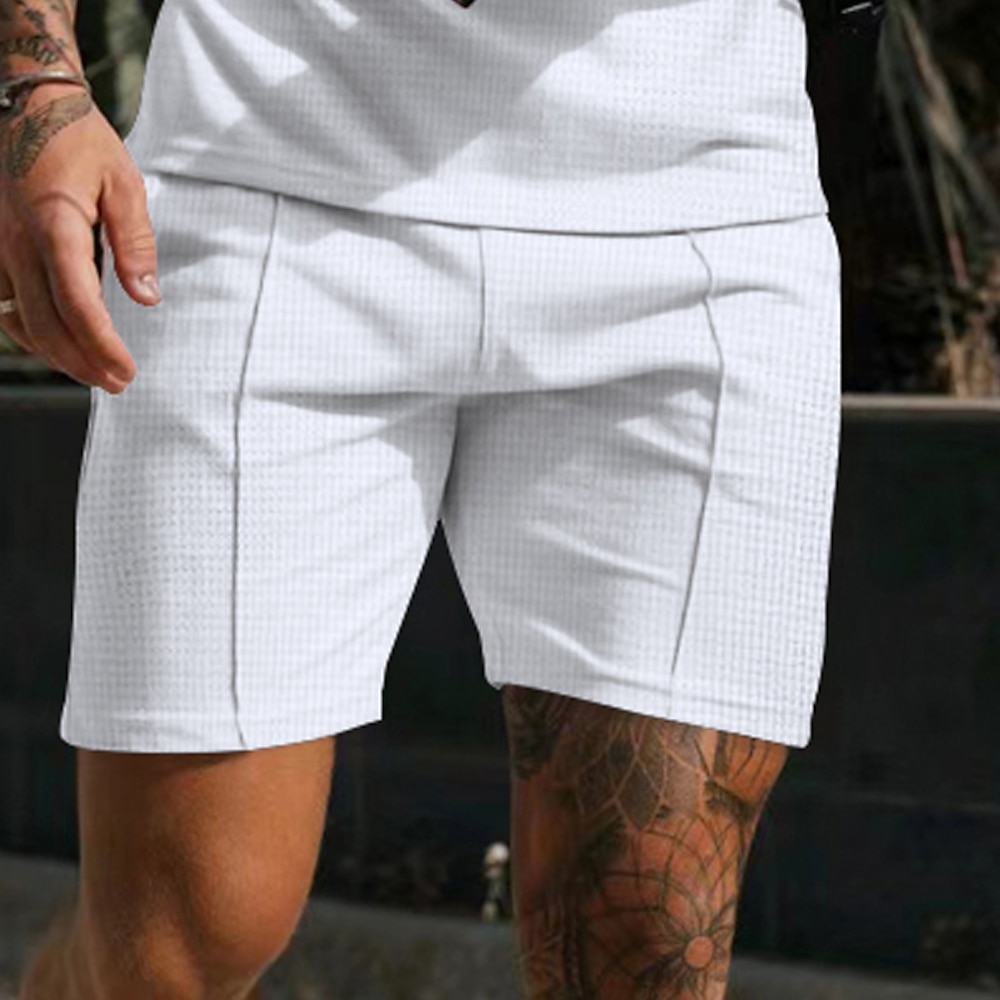 Herren Waffel Sportliche Shorts Sweatshorts Kurze Hose Shorts Kurze Hosen Sommer-Shorts Tasche Kordelzug Elastische Taille Glatt Komfort Atmungsaktiv Kurz Outdoor Sport Klassisch Brautkleider schlicht Lightinthebox