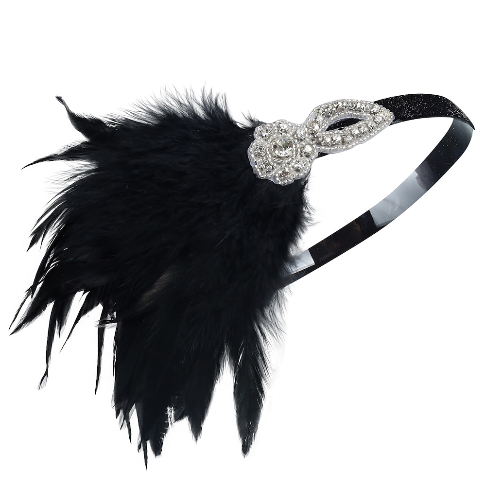 Retro Vintage 1920s Kopfbedeckung Maskerade Flapper Stirnband Kopfbedeckung Der große Gatsby Charleston Damen Feder Halloween Karneval Maskerade Cocktailparty Abiball Hochzeitsfeier Teen Erwachsene Lightinthebox