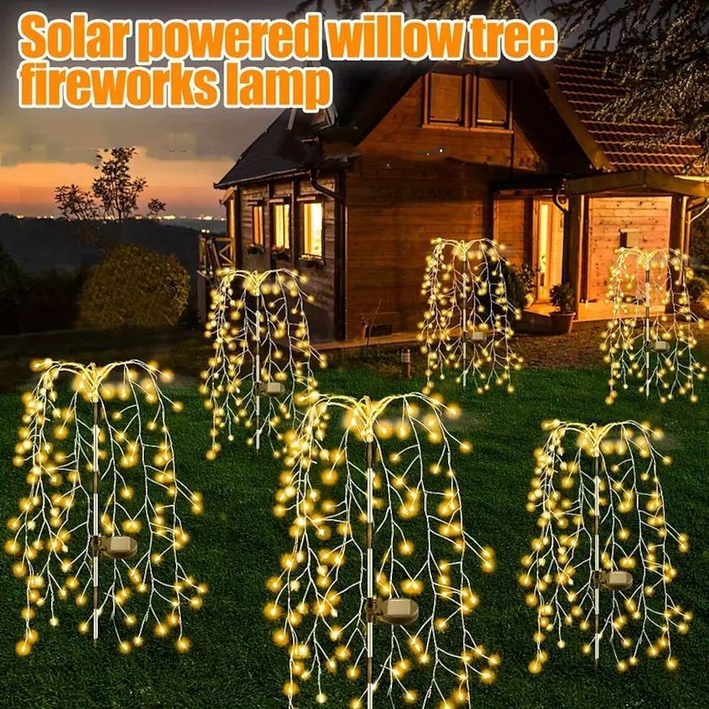 1/2 Solar-Bodenfeuerwerkslichter - wasserdichte Gartenlichter für den Außenbereich, 200/400 LEDs, Feenfeuerwerk für die Dekoration von Villa, Hof, Rasen und Gehwegen Lightinthebox