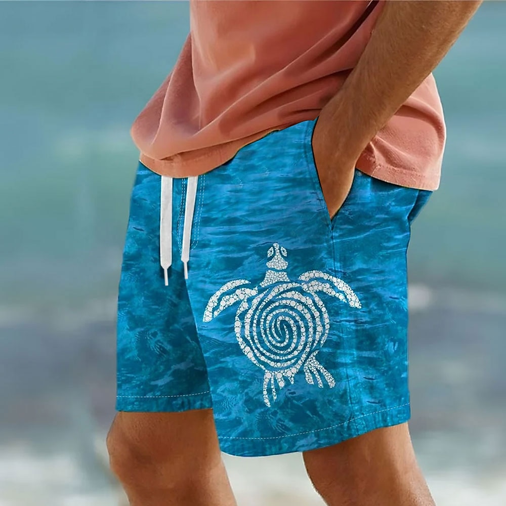 Herren Schildkröte Meeresbewohner Badeshorts Boardshorts Badeshorts Badehose Schwimmshorts Mittlere Taillenlinie Strassenmode Hawaiianisch Casual Festtage Strandurlaub Tasche Kordelzug Elastische Lightinthebox