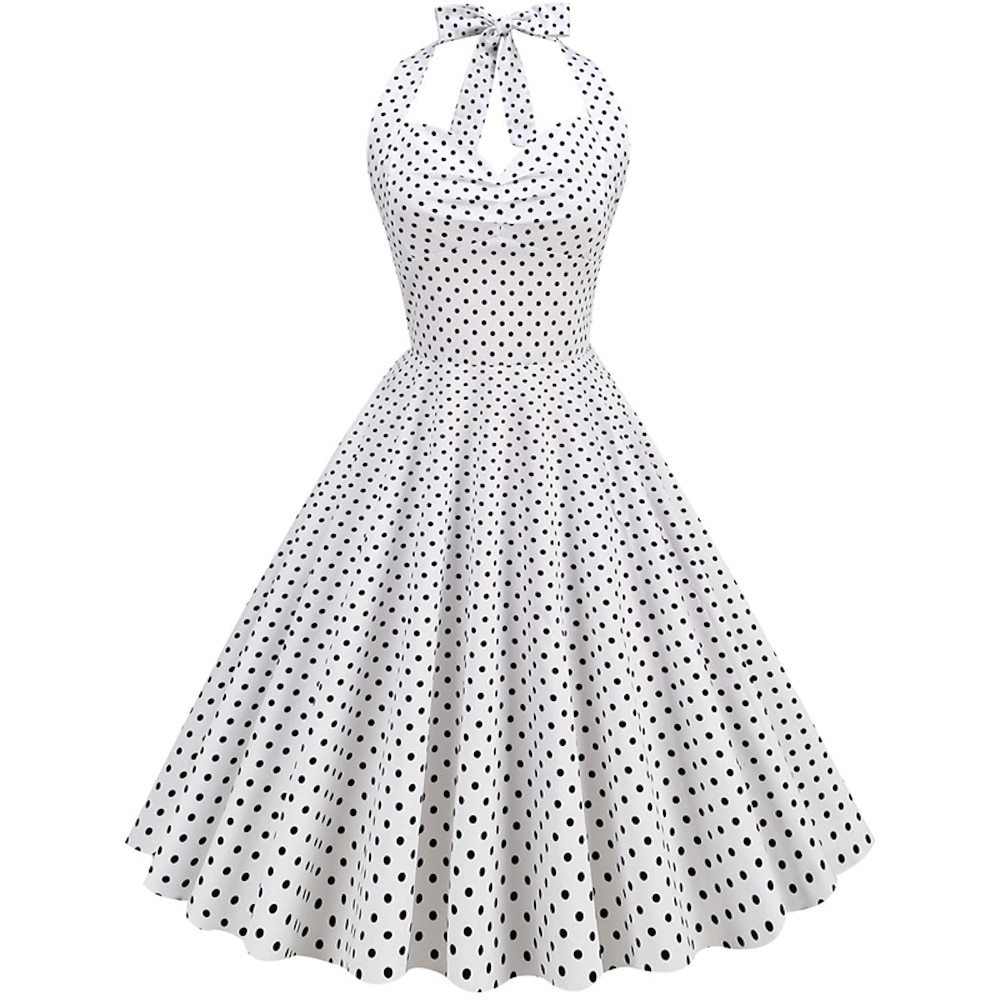 Elegant 1950s Vintage inspiriert Kleid A-Linie Kleid Teekleid Knie-Länge Damen Punkt A-Linie Weihnachten Karneval Silvester Abschlussball Freizeitskleidung Erwachsene Homecoming-Kleider Sommer Lightinthebox