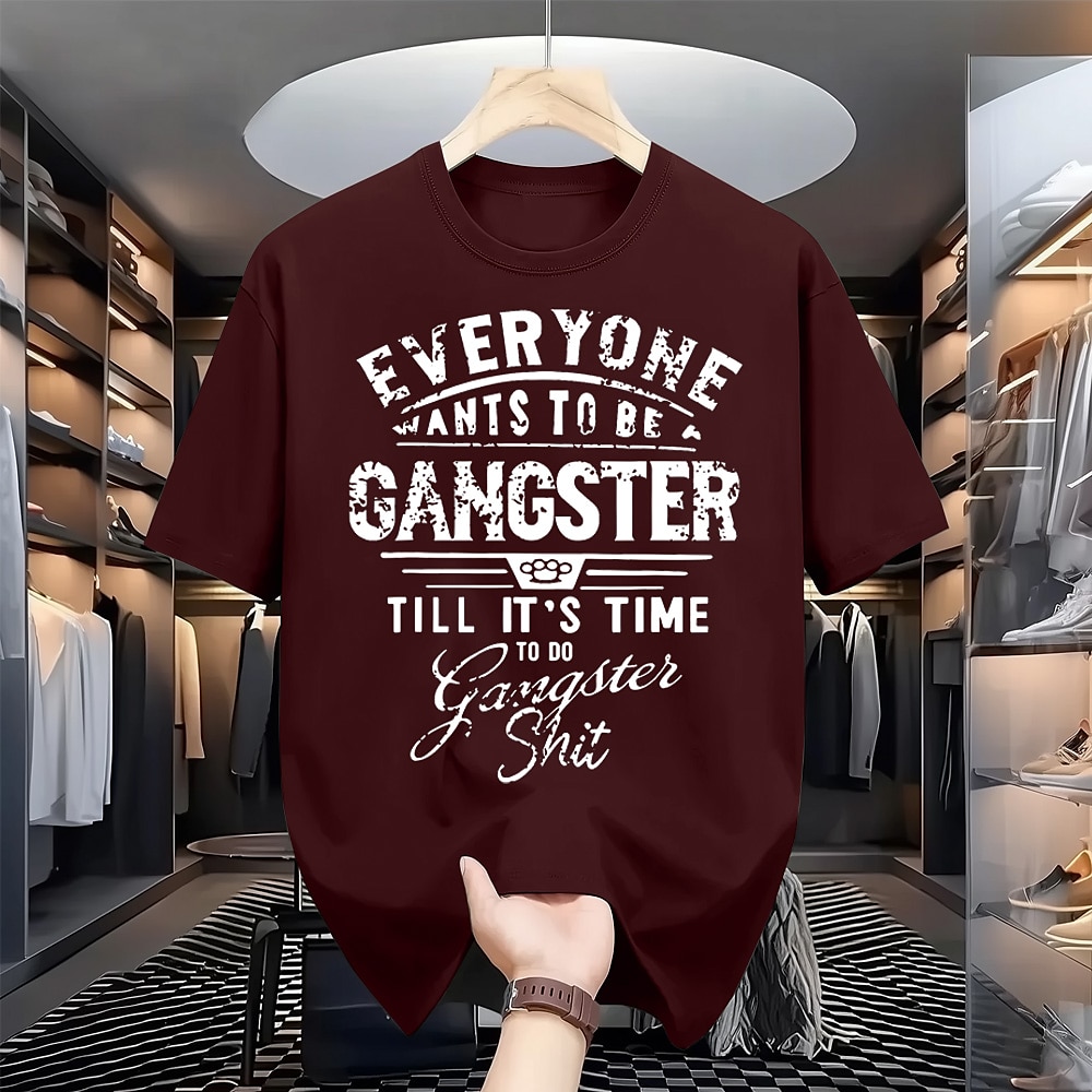 Herren Lustiger Slang T Shirt 100% Baumwolle Kurzarm Grafik Hemd Schwarz Rote Burgunderrot Bequemes T-Shirt Urlaub Strasse Modedesigner-Kleidung Lightinthebox