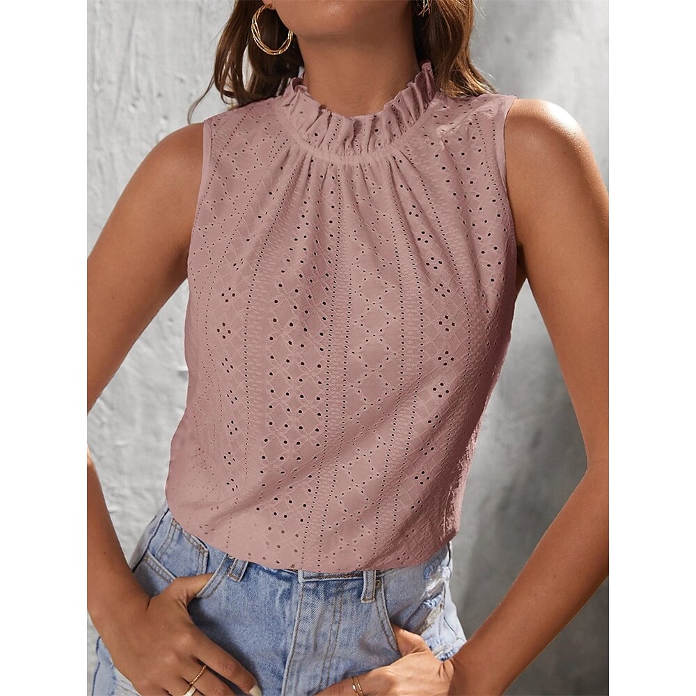 Damen T Shirt Tank Top Glatt Modisch Modern Brautkleider schlicht Ärmellos Rundhalsausschnitt Normale Oberteile Täglich Wochenende Rosa Grün Sommer Lightinthebox