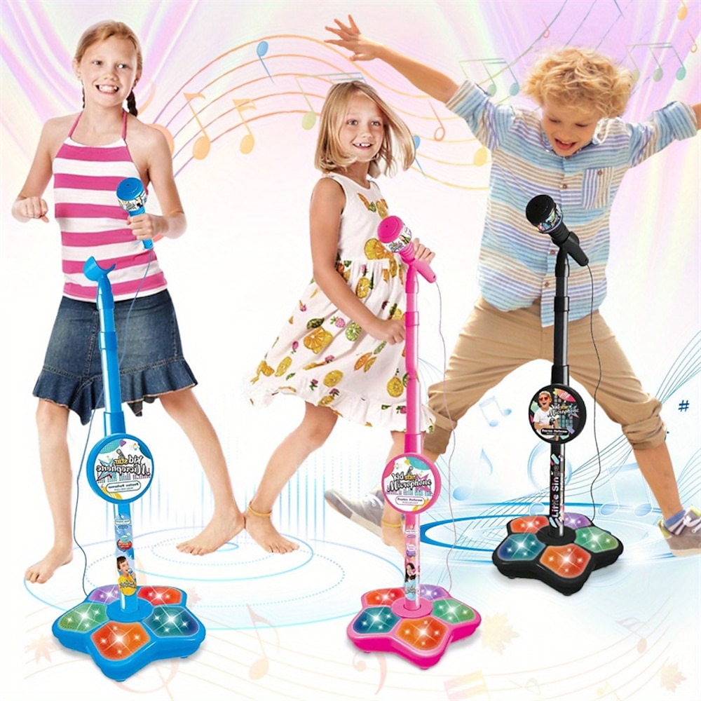 Karaoke-Mikrofonspielzeug für Kinder - Mikrofonverstärkung für Kinder, Musik, Kindermikrofon mit Ständer, Simulation von Stand-Up-Karaoke-Gesangsspielzeug für Kinder. Lightinthebox