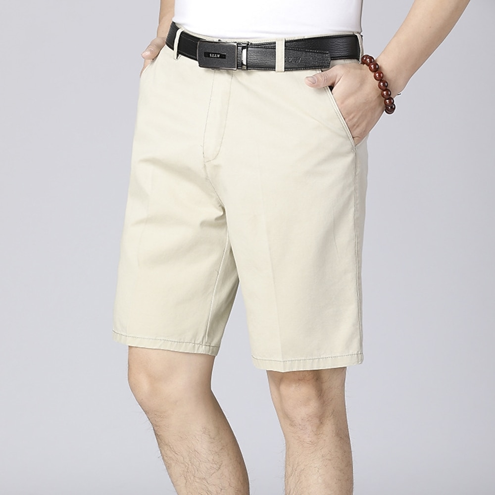 Herren Shorts Kurze Hosen Chino Bermuda Shorts Bermudas Arbeitsshorts Tasche Gerade geschnitten Glatt Atmungsaktiv Kein Eisen Knielänge Outdoor Casual Täglich Modisch Geschäftlich Schwarz Marineblau Lightinthebox