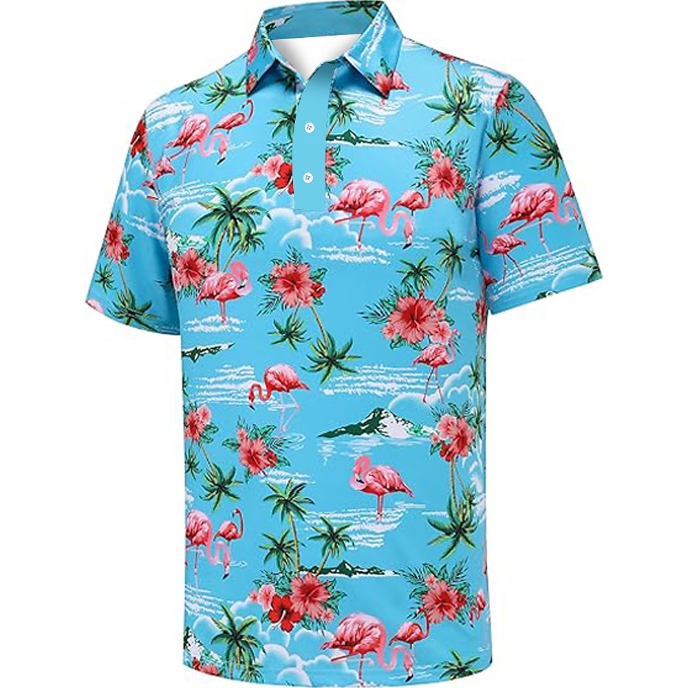 Kentucky Derby Herren Blumen Vogel Polo Kurzarm Polo-Shirts Hemden mit Kragen Brautkleider schlicht Outdoor Freizeitskleidung Festival-Outfit 3D-Druck Himmelblau Grün Dunkelblau Lightinthebox