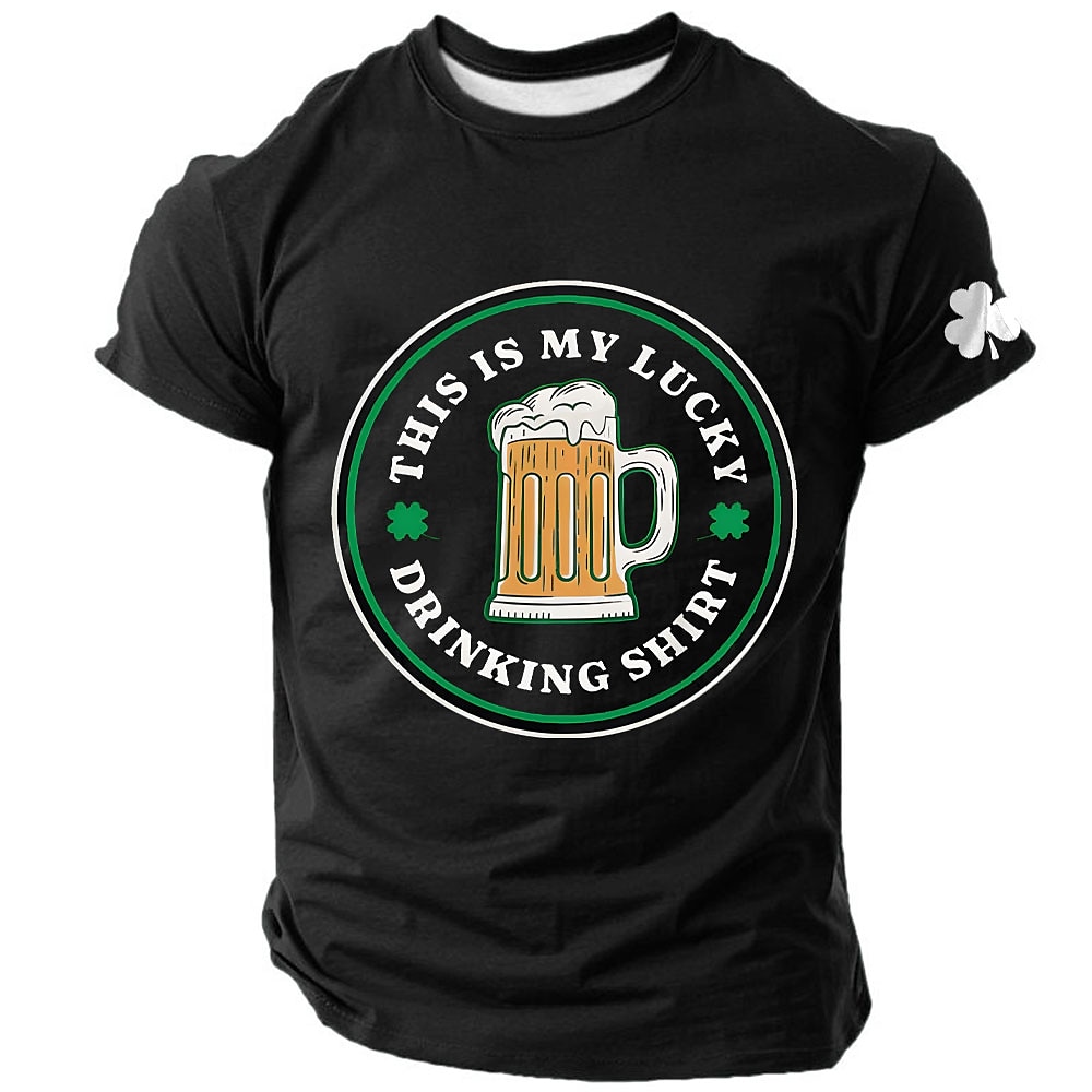 St. Patrick Herren Kleeblatt Glückliche Iren T Shirt Kurzarm T-Shirt 3D-Druck Rundhalsausschnitt Hemd Designer Brautkleider schlicht Party Festtage Klub Schwarz Blau Grün Sommer Frühling Bekleidung S Lightinthebox