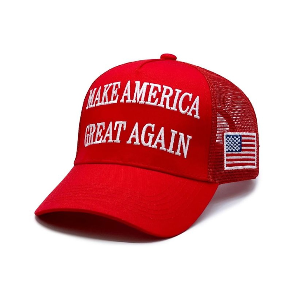 Herren Cap Basecap Sonnenhut Kappe Mesh-Kappe Rote Baumwolle Einstellbar Modisch Freizeitskleidung Festival Buchstabe Amerikaner / USA Nationalflagge Lässig / Alltäglich Lightinthebox