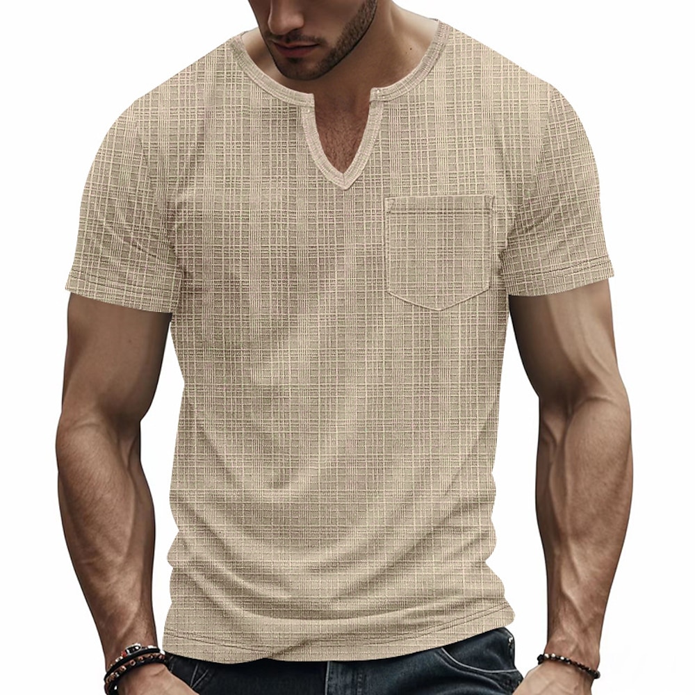 Herren Tee Kurzarm-Shirt T-Shirt Glatt V Ausschnitt Urlaub Strasse Kurzarm Tasche Bekleidung Polyester Modisch Designer Lightinthebox