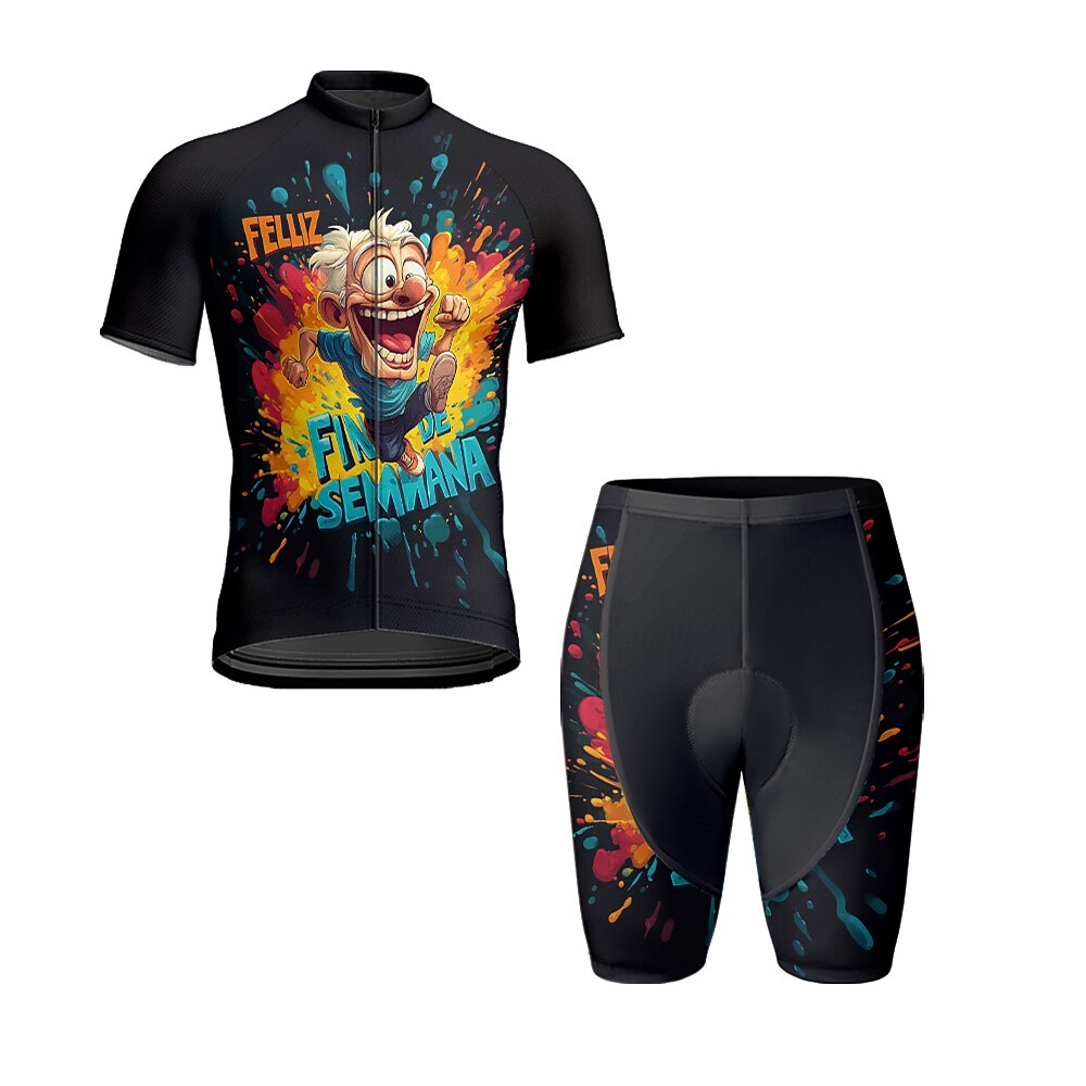 Herren Radtrikot mit Radhose fahrradbekleidung Kurzarm MTB Mountain Rennrad Schwarz Karikatur Fahhrad Spandex Sport Karikatur Bekleidung Lightinthebox