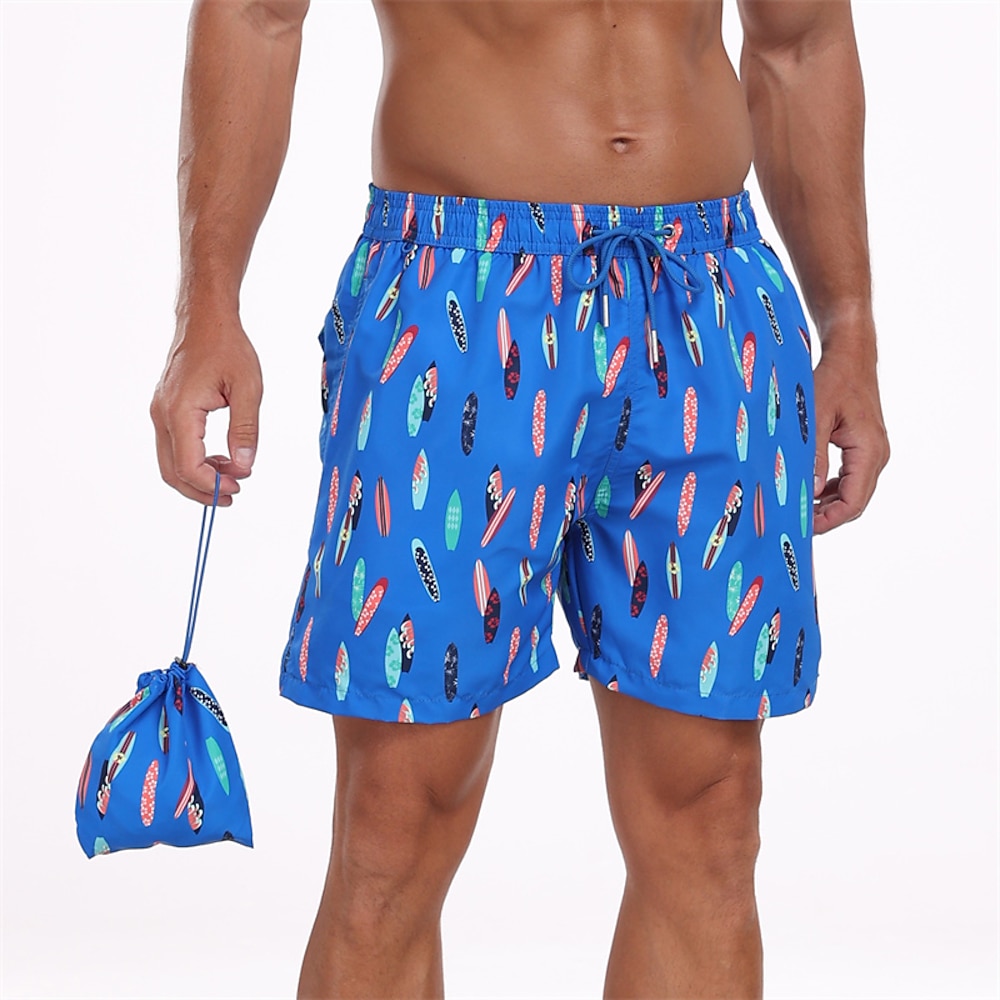 Herren Boardshorts Badeshorts Badehose Schwimmshorts Bademode Kordelzug Elastische Taille Grafik-Drucke Komfort Schnelltrocknend Kurz Festtage Strand Wochenende Modisch Brautkleider schlicht Blau Lightinthebox