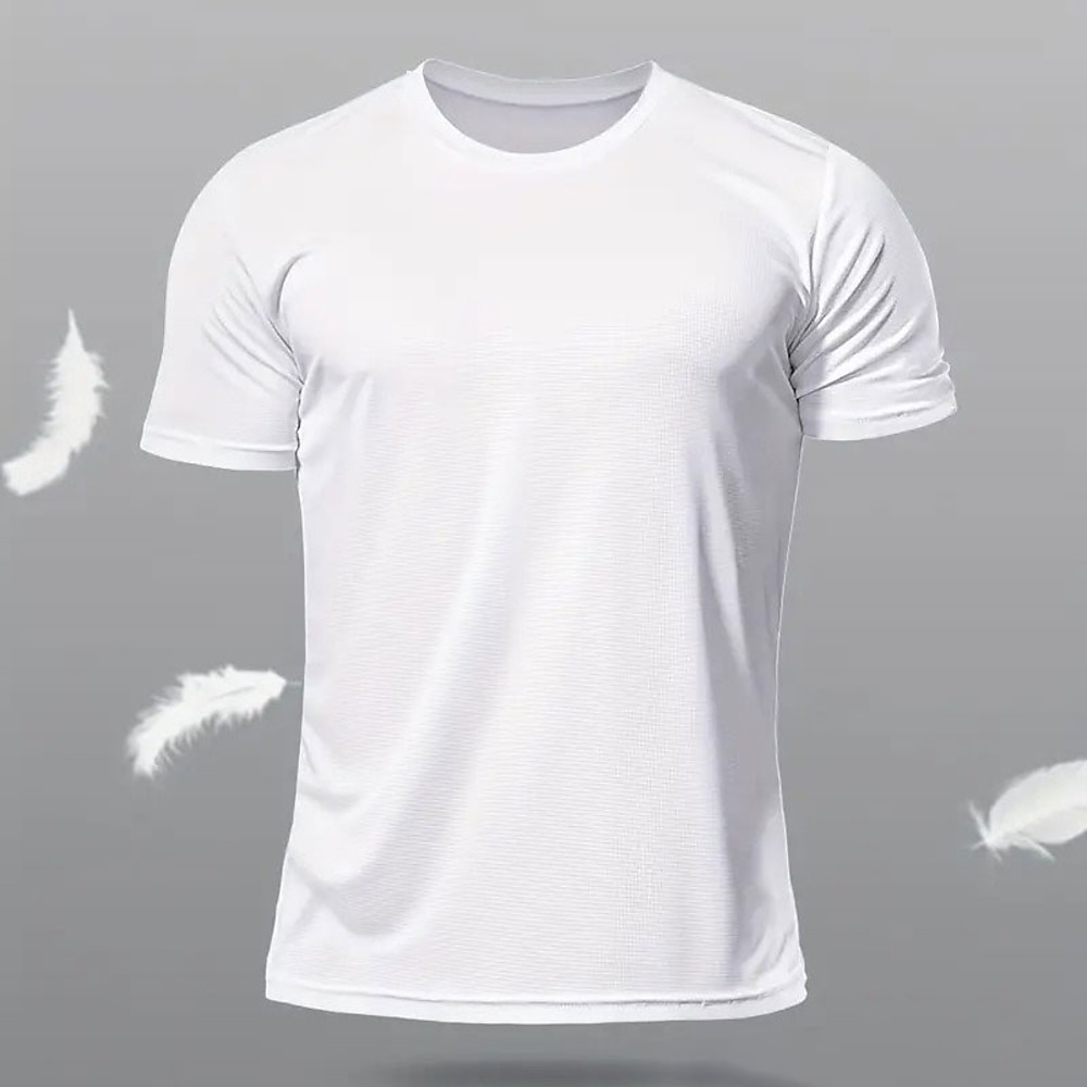 Herren Tee Kurzarm-Shirt T-Shirt Solide / einfarbig Rundhalsausschnitt Urlaub Strasse Kurzarm Schnell Trocknend Bekleidung Polyester Modisch Designer Lightinthebox