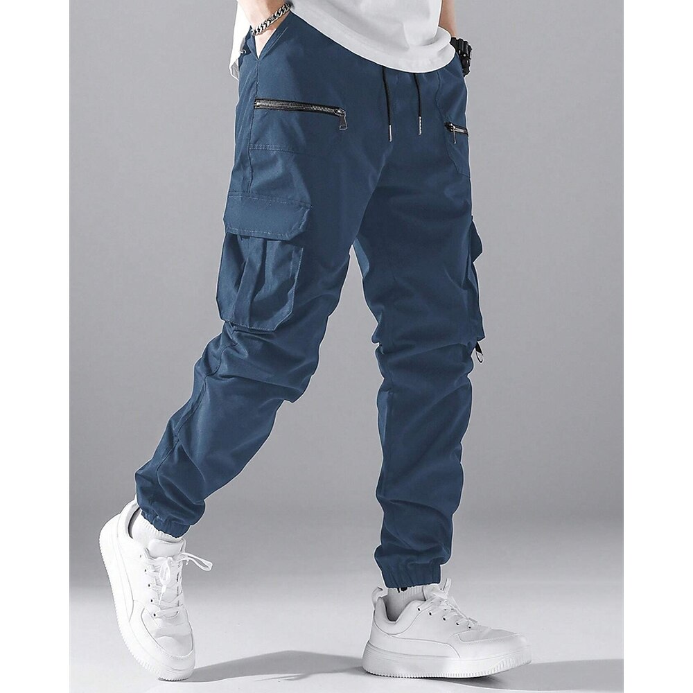 Herren Cargohose Cargohosen Jogginghose Jogger Hose Hosen Kordelzug Elastische Taille Multi Pocket Glatt tragbar Outdoor Täglich Campen und Wandern Modisch Klassisch Schwarz Armeegrün Lightinthebox