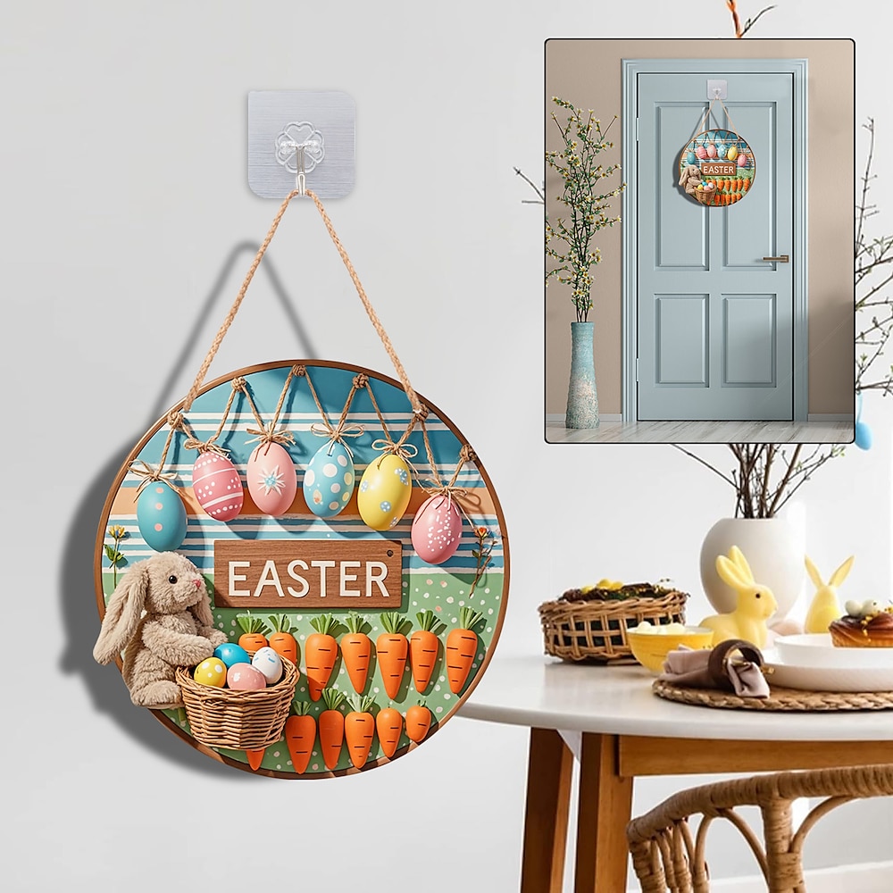 Ostern Holzschild, Hase Willkommen Türhänger, Feiertags Wanddeko, festliche Atmosphäre Basteldekoration Lightinthebox