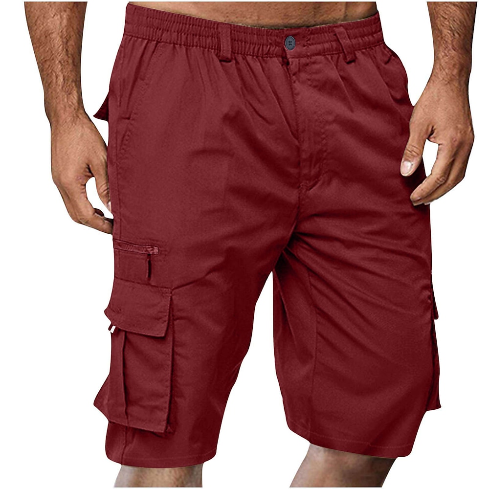 Herren Cargo Shorts Kurze Hosen Shorts Kurze Hosen Bermudas Lässige Shorts Elastische Taille Multi Pocket Gerade geschnitten Glatt Atmungsaktiv Feuchtigkeitsableitung Knielänge Outdoor Casual Laufen Lightinthebox