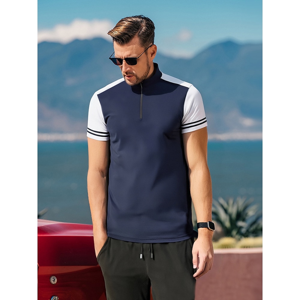 Herren poloshirt Weiß Marineblau Grau Kurzarm Shirt Golfkleidung, Kleidung, Outfits, Kleidung Lightinthebox