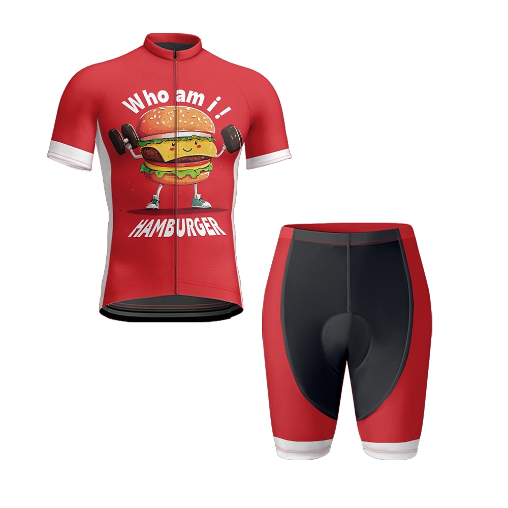 Herren Radtrikot mit Radhose fahrradbekleidung Kurzarm MTB Mountain Rennrad Weiß Gelb Sahne Karikatur Fahhrad Spandex Sport Karikatur Bekleidung Lightinthebox