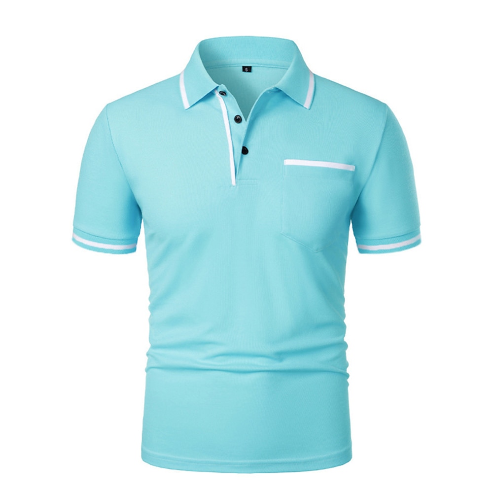 Herren Golfhemd Golf Poloshirts Arbeit Casual Kargen Kurzarm Basic Modern Farbblock Patchwork Knopf Sommer Frühling Regular Fit Wein Schwarz Weiß Marineblau Himmelblau Grün Golfhemd Lightinthebox