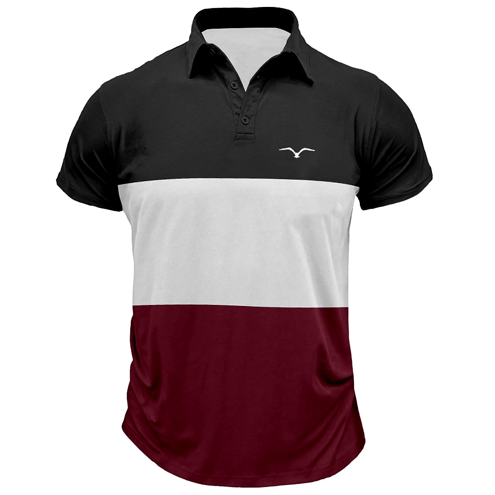 Herren Gestreift Rugby-Polo Kurzarm Polo-Shirts Hemden mit Kragen Brautkleider schlicht Schulanfang Outdoor Athlässigkeit Freizeitskleidung 3D-Druck Rote Blau Braun Lightinthebox