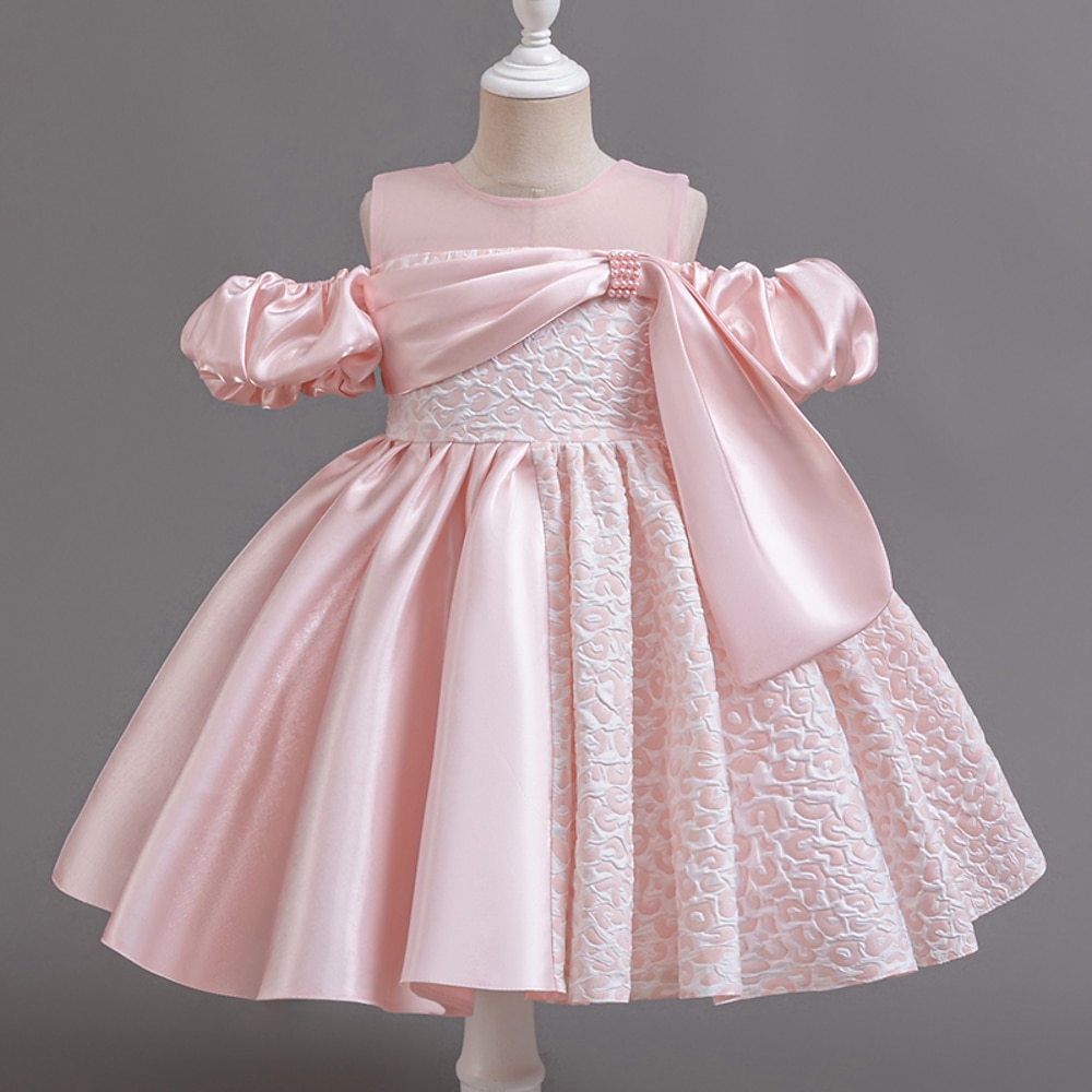 Blumenmädchenkleid Mädchen Formelle Kleidung Party Kleid Hochzeit Besondere Anlässe bezaubernd Süß Rüschen Zip Feste Farbe Kurzarm Rundhalsausschnitt Hellgrün Rosa 4-13 Jahre Lightinthebox