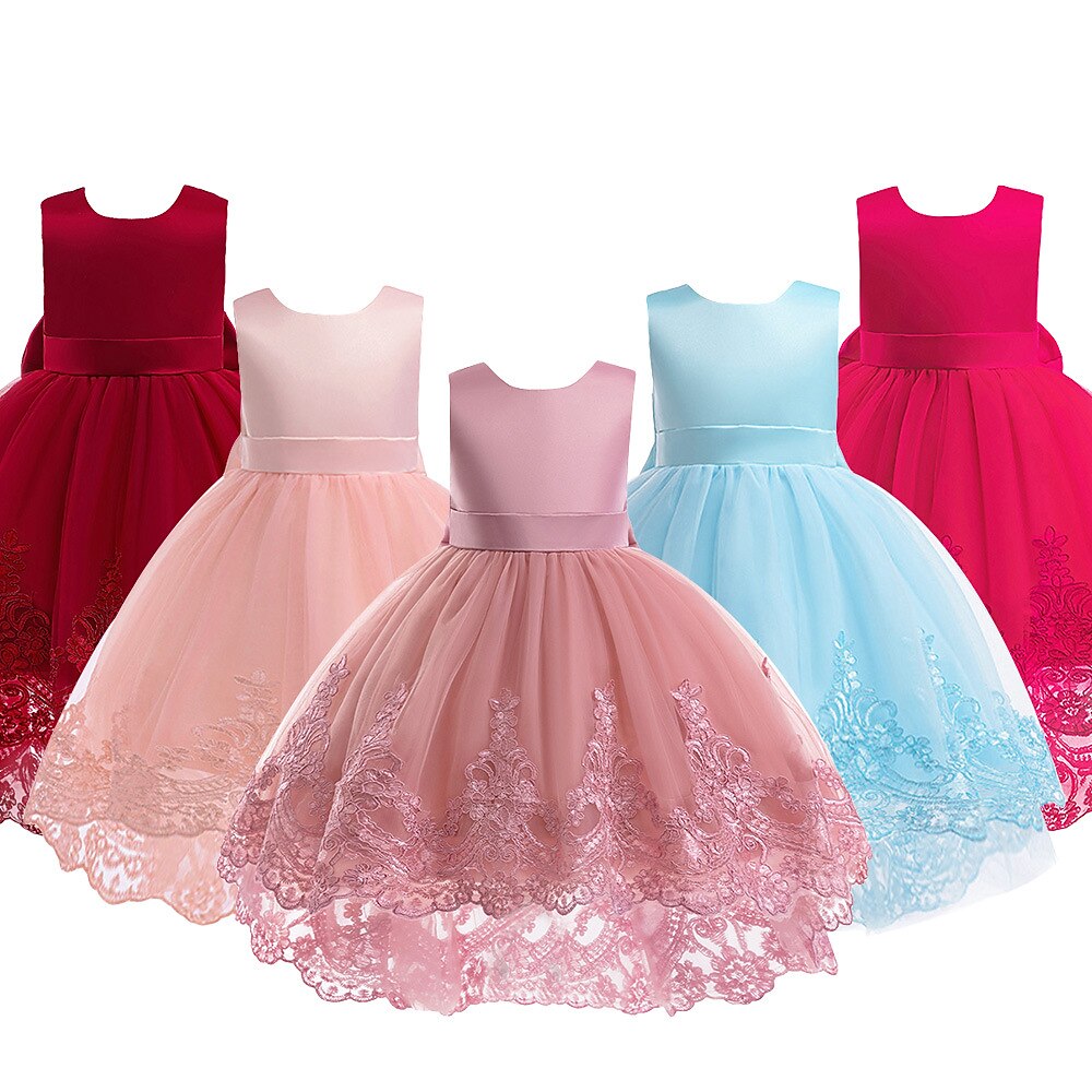 Blumenmädchenkleid Mädchen Formelle Kleidung Prinzessinenkleid Party Kleid Leistung Besondere Anlässe Prinzessin Feste Farbe Ärmellos Rundhalsausschnitt Mehrfarbig Rosa 4-12 Jahre Lightinthebox