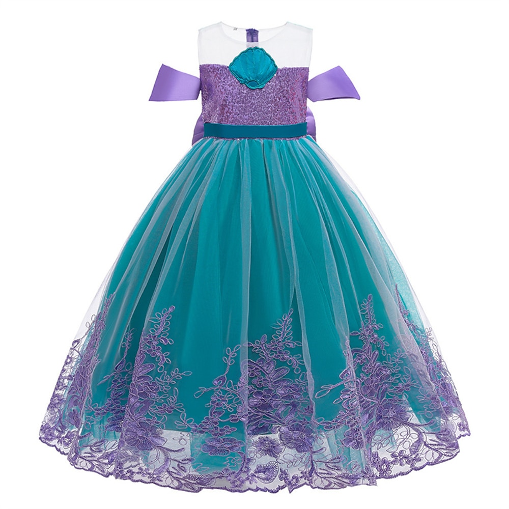 kinderkleidung Mädchen Kleid Farbblock Ärmellos Leistung Outdoor Gitter bezaubernd Kostüm Polyester Maxi Casual kleid A Linie Kleid Tüll-Kleid Sommer Frühling 4 Jahre Blau Purpur Lightinthebox