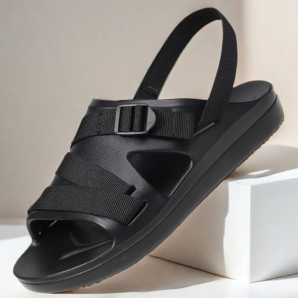 Schwarze Sportsandalen für Herren mit verstellbarem Riemen und atmungsaktivem Design, bequem für Outdoor-Aktivitäten, Freizeitkleidung und Sommerreisen Lightinthebox